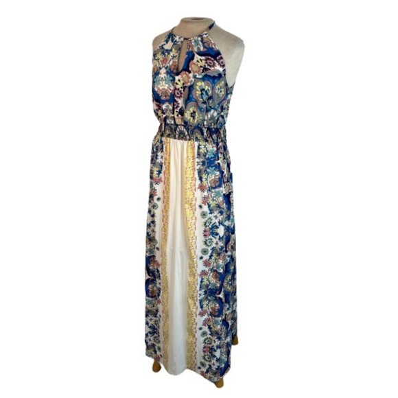 Vogue Dresses & Skirts - Teen Vogue Boho Bohemian High Neck Maxi Dress Blue